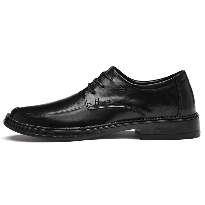 HAOXING Top Grain Cow Leather Dress Shoes Men's Black