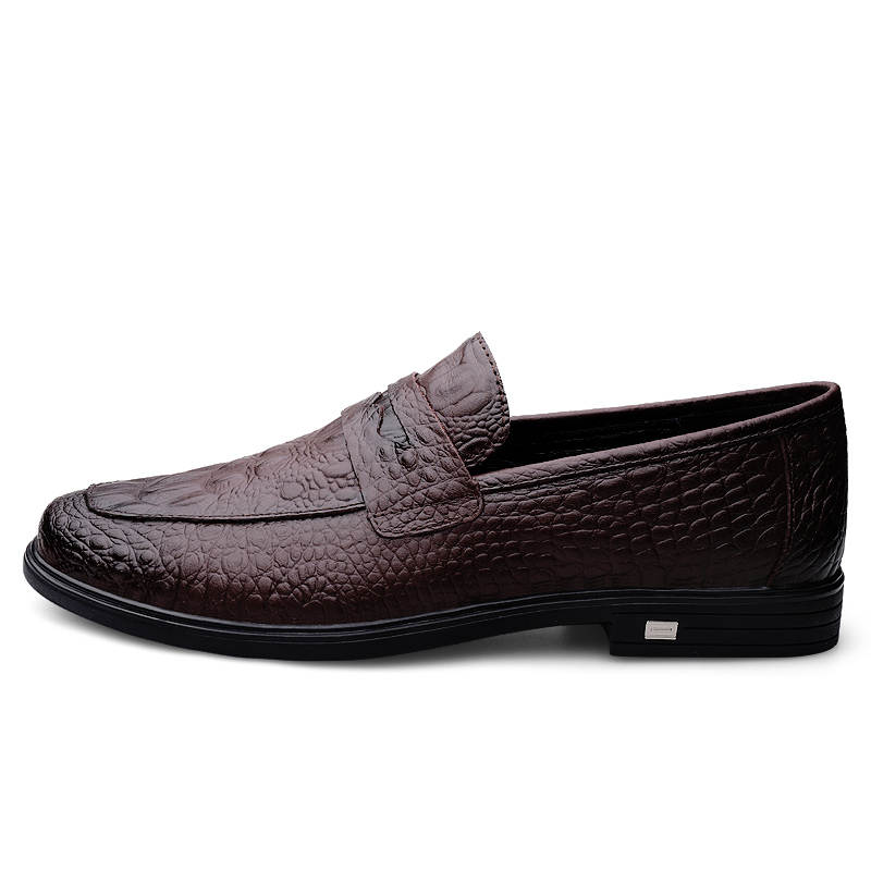 YINGLUNQISHI Top Grain Cow Leather Casual Shoes Men's Brown