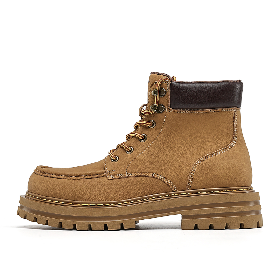 C°BANNER Synthetic Leather Short Combat Boots Men's Yellow