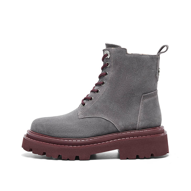 CHERYKALLY Top Grain Cow Leather Crew Combat Boots Women's