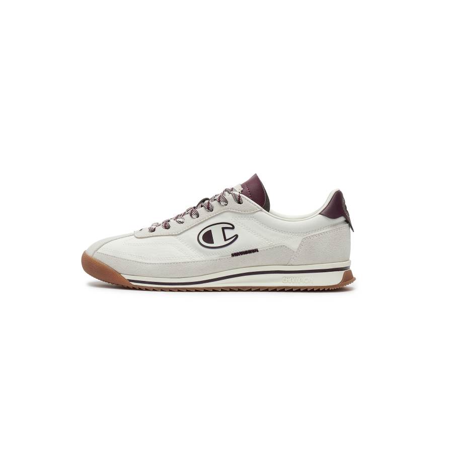 Champion Textile, Synthetic Leather Low top Running Shoes Men's Milk White/Burgundy