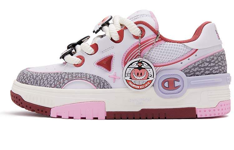 Champion BIG HEART x Champion ESSENTIALS Low top Skateboard Shoes Women's Gray Purple Pink