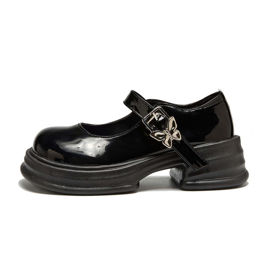 XIAOHONGREN Chunky Heel Mary Jane Shoes Women's Black