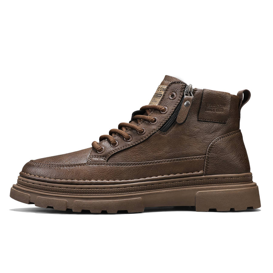 YEARCON Synthetic Leather Vintage British Style, Fashion Trend, Fleece Lined Versatile Mid top Casual Shoes Men's