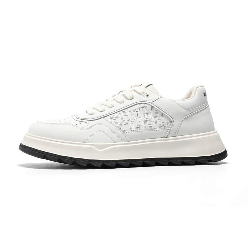NAVIGARE Microfiber Leather Lightweight Height Increasing Low top Casual Shoes Men's White