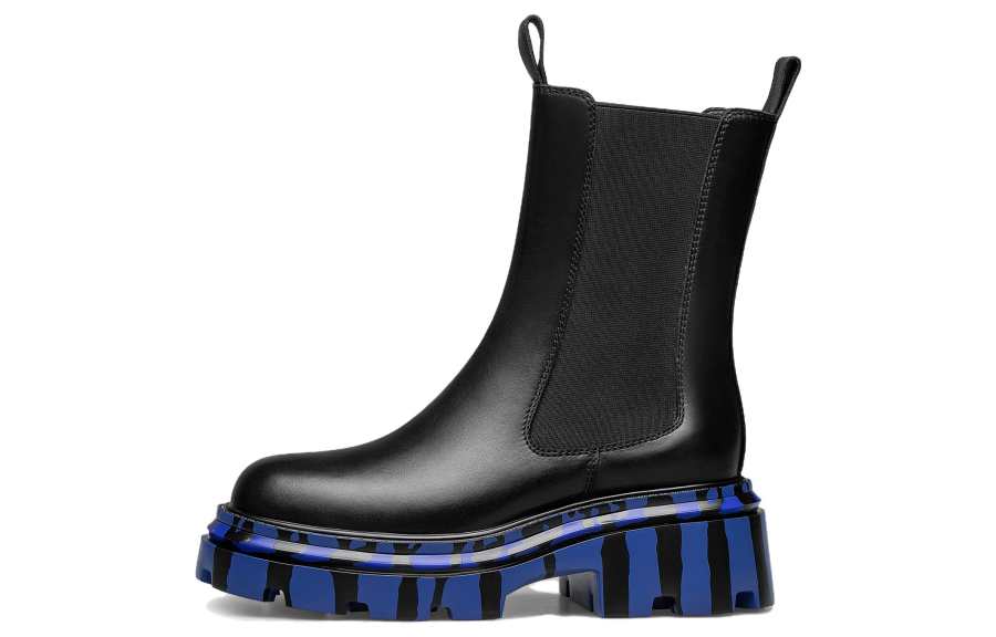 ZRO Top Grain Cow Leather Short Chelsea Boots 5.7cm Women's Black