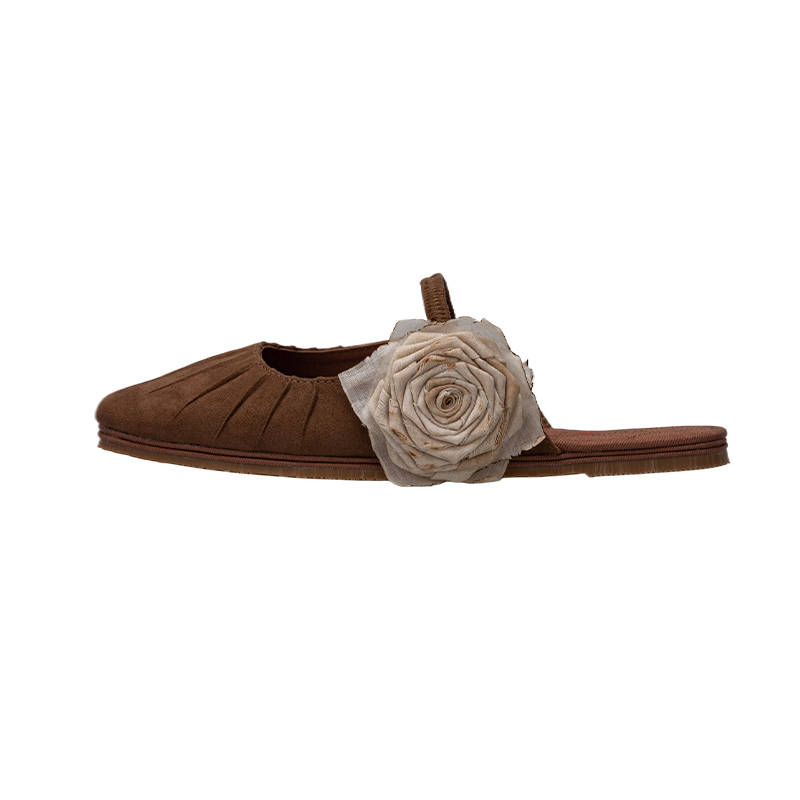 BIANFUMAO Suede Closed Toe Slippers Women's Brown
