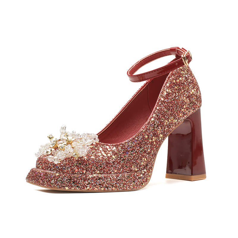 Bamiti Chunky Heel High Heels Women's Red