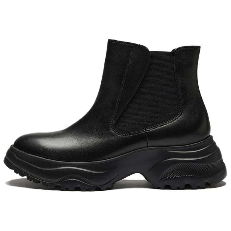 Le Saunda Cow Leather Short Chelsea Boots Women's Twilight Black Color