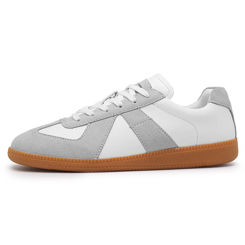 WENNAI Top Grain Cow Leather Low top Skateboard Shoes Men's White