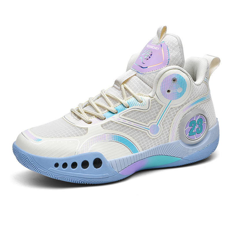 BANGNEY Textile, Synthetic Leather Cushioning Slip Resistant Abrasion Resistant Breathable High top Basketball Shoes