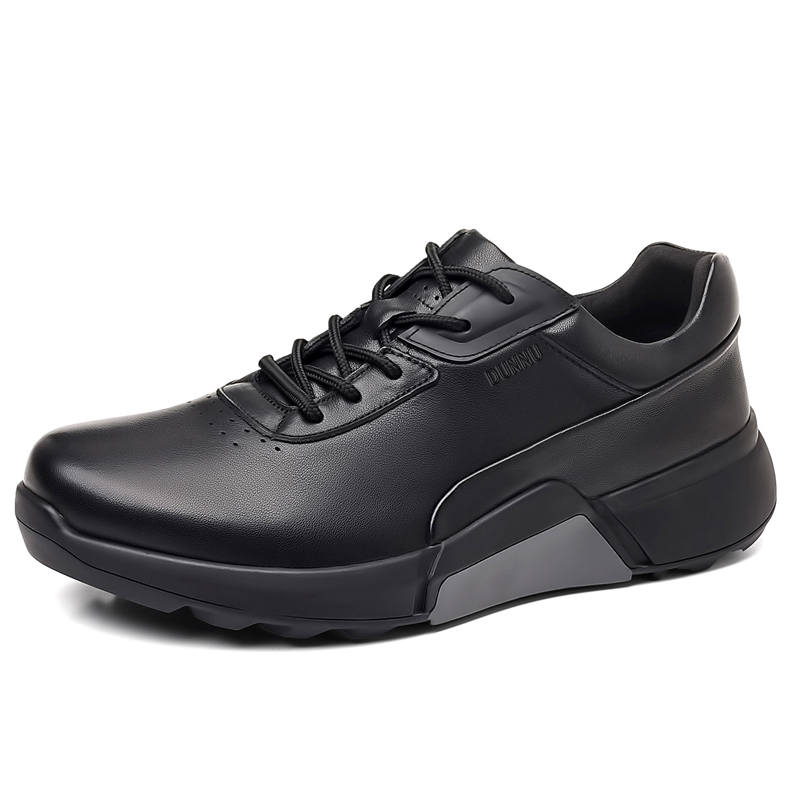 DUNNU Top Grain Cow Leather Low top Casual Shoes Men's Black