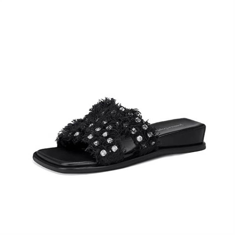 JESSICA SOPHIA Rubber Sole Rhinestone Slip Resistant Abrasion Resistant Slide Slippers Women's