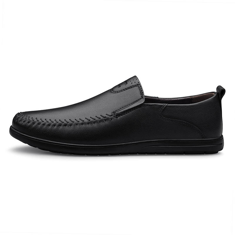 YINGLUNQISHI Top Grain Cow Leather Casual Shoes Men's Black
