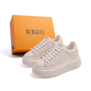 BURGELY Cow Leather Low top Skateboard Shoes Women's Multicolor Silver Box Included