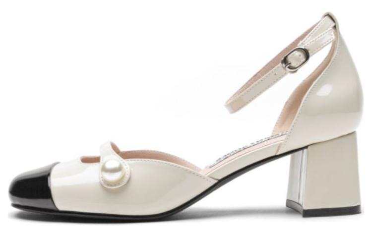 TOOMANYSHOES Peach Tea Chunky Heel Mary Jane Shoes Women's