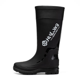 LONGYING Rain Boots Men's Black/Black Red