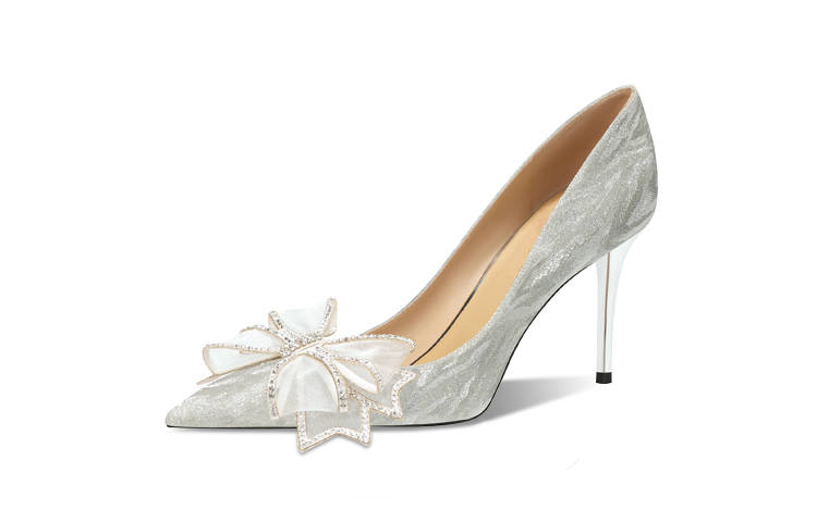 MCKP Cupid's Love Slim Heel High Heels 8cm Women's Silver