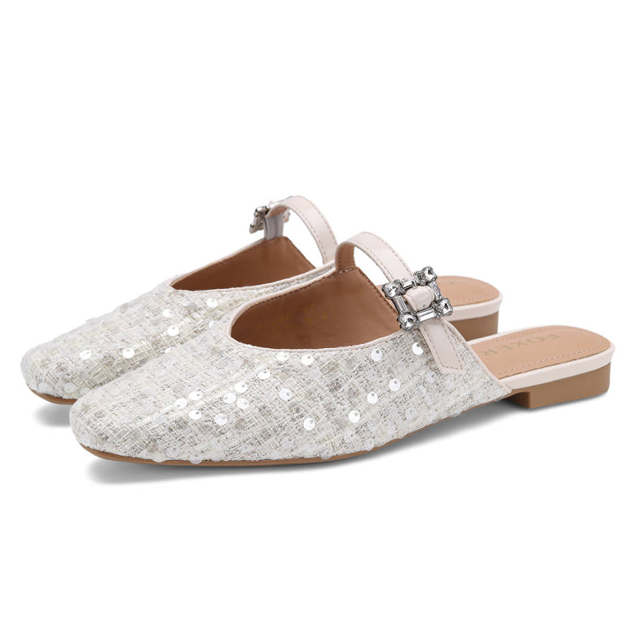 FOXER Abrasion Resistant Closed Toe Slippers Women's Beige