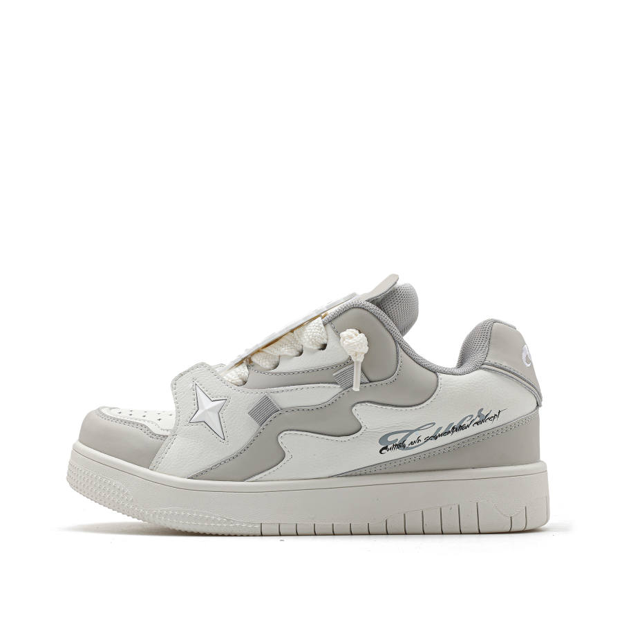 CUCS Microfiber Leather Low top Skateboard Shoes Unisex White