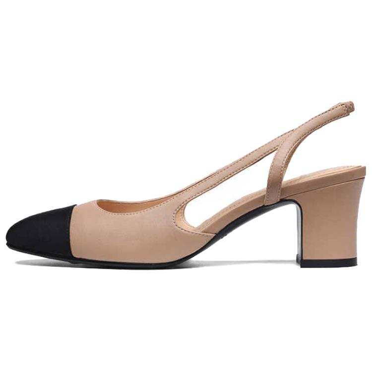 MUX Sheepskin Chunky Heel High Heels Women's Apricot