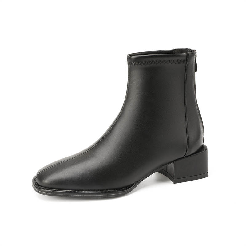 Qiandongmeili Leather Ankle Boots 4cm Women's