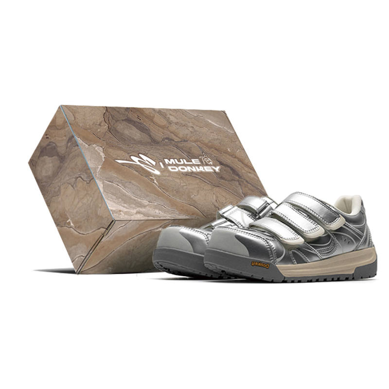 Mule Donkey Pu Lightweight Breathable Lightweight And Breathable Low top Skateboard Shoes Unisex Silver Box Included