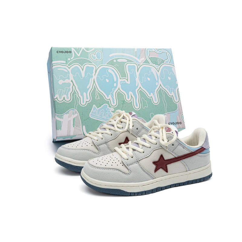 CVOJOO Gift Box Set Coverage Low top Skateboard Shoes Unisex Light Gray Purple