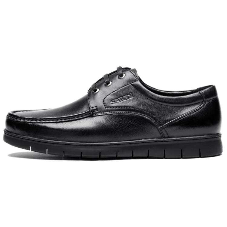 Satchi Top Grain Cow Leather Casual Shoes Men's Black