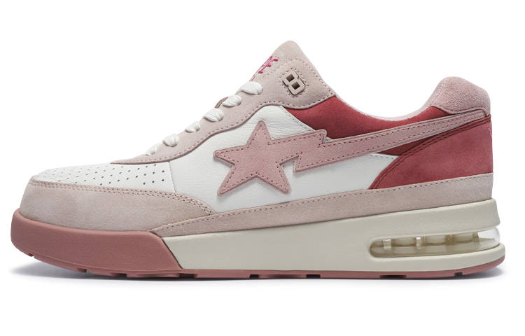 A BATHING APE ROAD STA 'Chalked Pastels' Leather Low top Stylish Skateboarding Shoes Men's Oxygen Pink