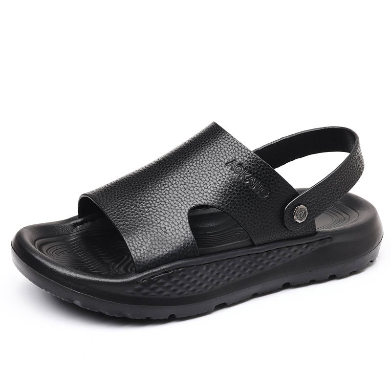 AOKANG Top Grain Cow Leather Beach Sandals Men's