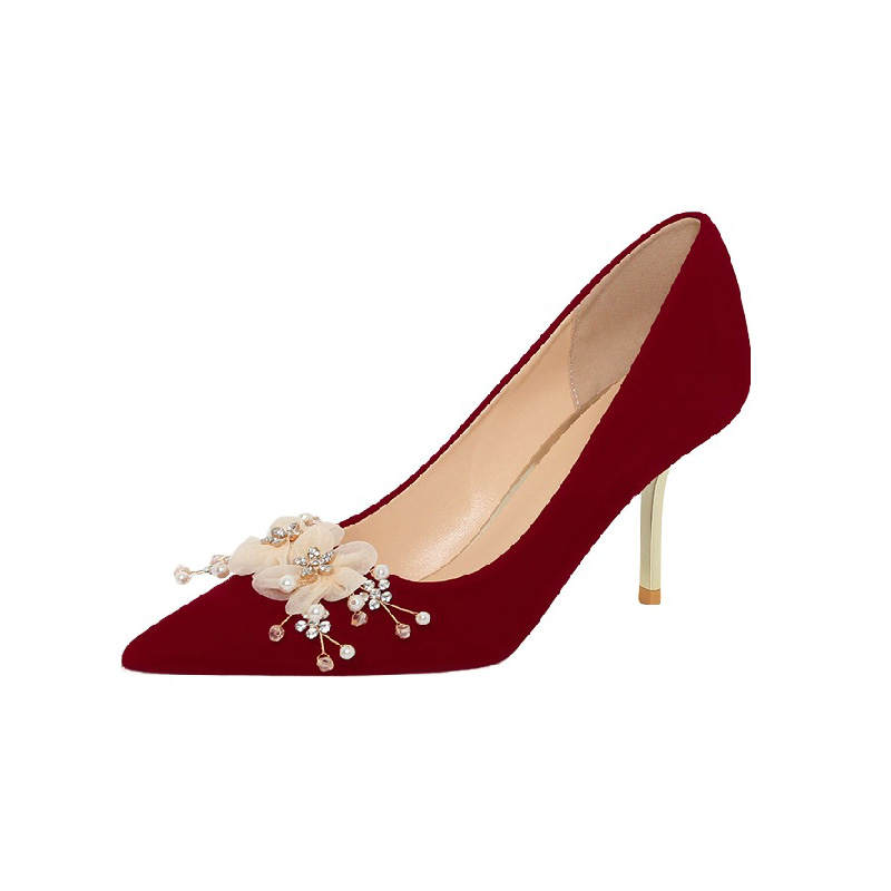 BIGTREE BIGTREE Suede High Heels Women's Red