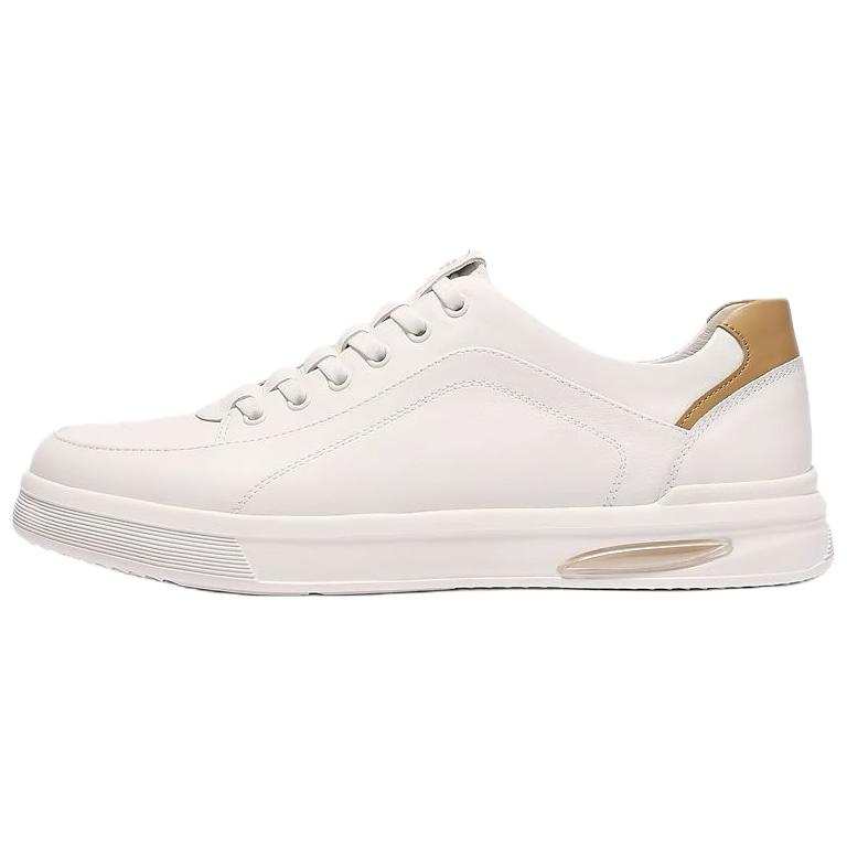 BELLE Cow Leather Abrasion Resistant Abrasion Resistant Low top Skateboard Shoes Men's White