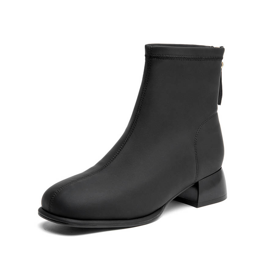 AOKANG Synthetic Leather Classic And Versatile Ankle Boots Women's Black
