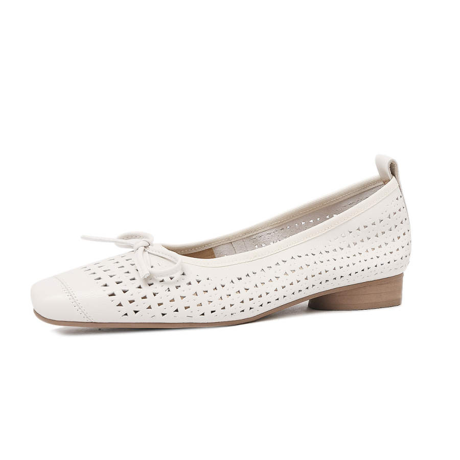 CAMEIDO Sheepskin Casual Shoes Women's Ecru