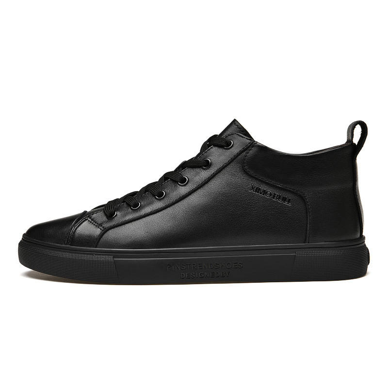 XIMO BULL Top Grain Cow Leather Slip Resistant Slip Resistant Mid top Skateboard Shoes Unisex