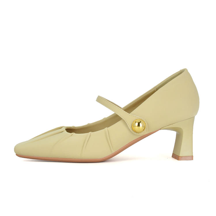 Beijiani Block Heel Mary Jane Shoes Women's Light Yellow