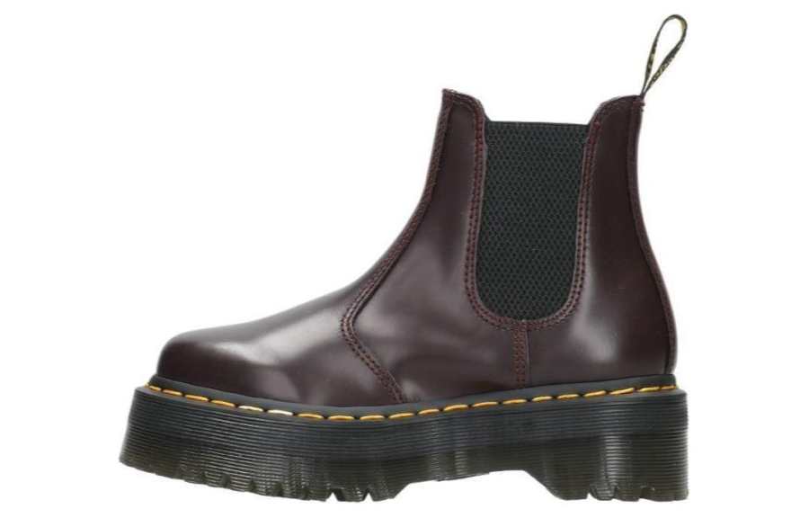 Dr.Martens Leather Short Chelsea Boots Unisex Burgundy