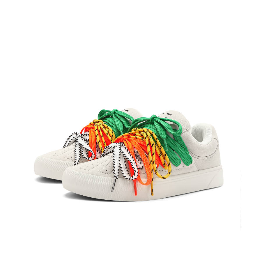 MINISO Skateboard Shoes Unisex Low Top White Green Orange/Burgundy/Black