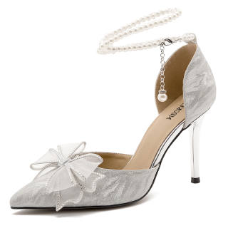WECKER Pu Slim Heel High Heels Women's Silver