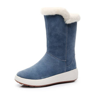 GUOLUOFEI Cow Suede Thickened And Fleece Lined Thermal Comfortable Short Mid Calf Snow Boots Women's