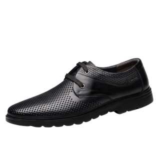 AOKANG Leather Sandal Casual Leather Shoes Men's Black Camel Brown