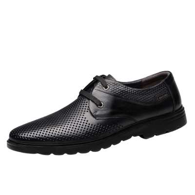 AOKANG Leather Sandal Casual Leather Shoes Men's Black Camel Brown