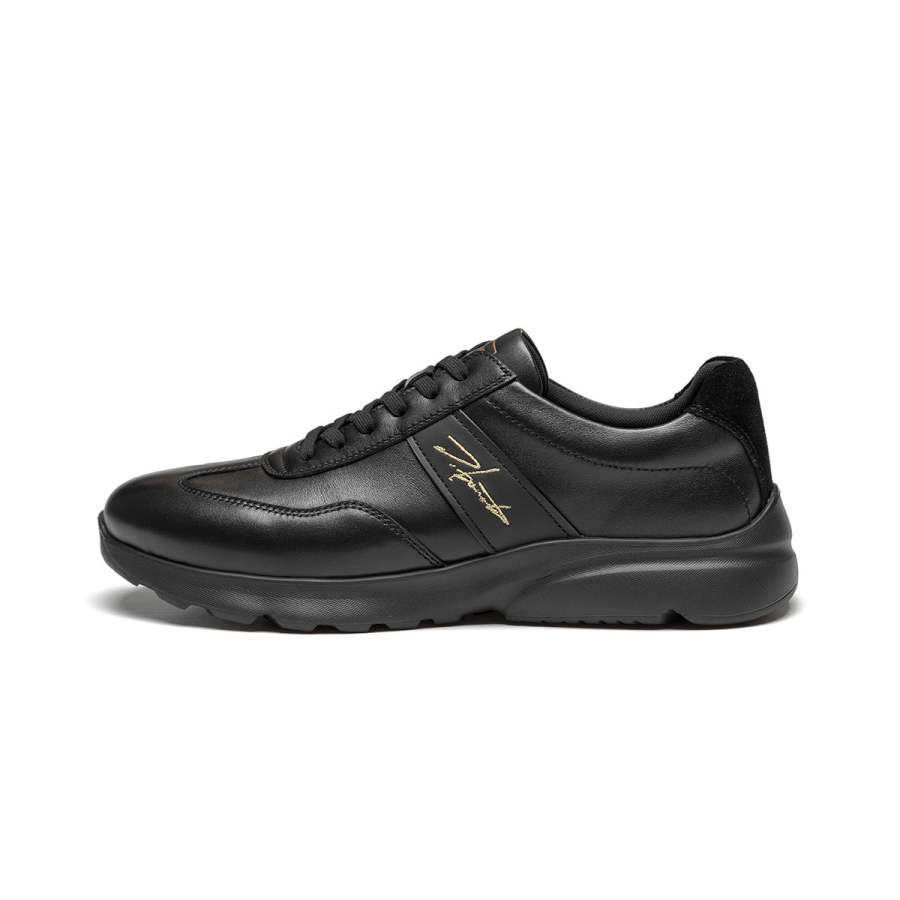 J.BENATO Cow Leather Lightweight Low top Casual Shoes Men's Black