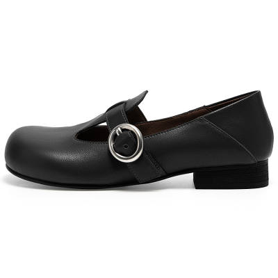 MIO Synthetic Leather, Split Cow Leather Block Heel Mary Jane Shoes Women's