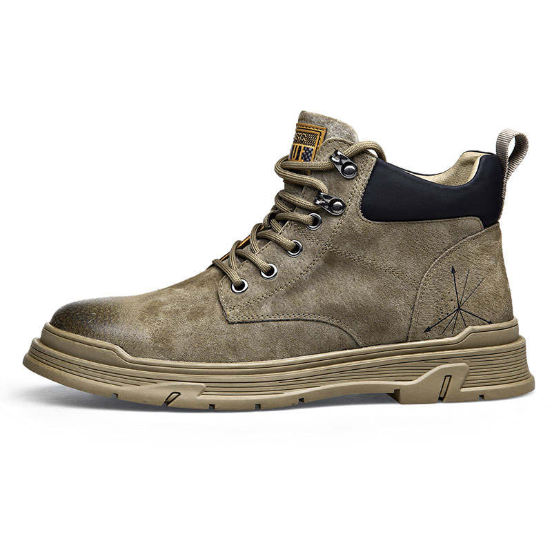 KAQIAODI Leather Knee High Combat Boots Men's Khaki