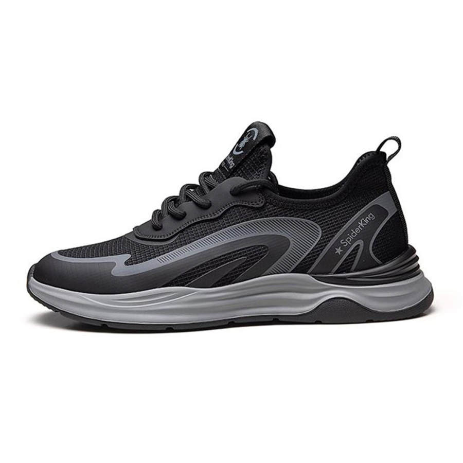 Spider King Textile, Synthetic Leather Fashion Low top Casual Shoes Men's Black