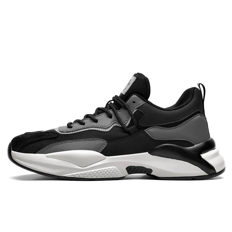 AOKANG Chunky Sneakers Men's Low Top Black/Black Gray