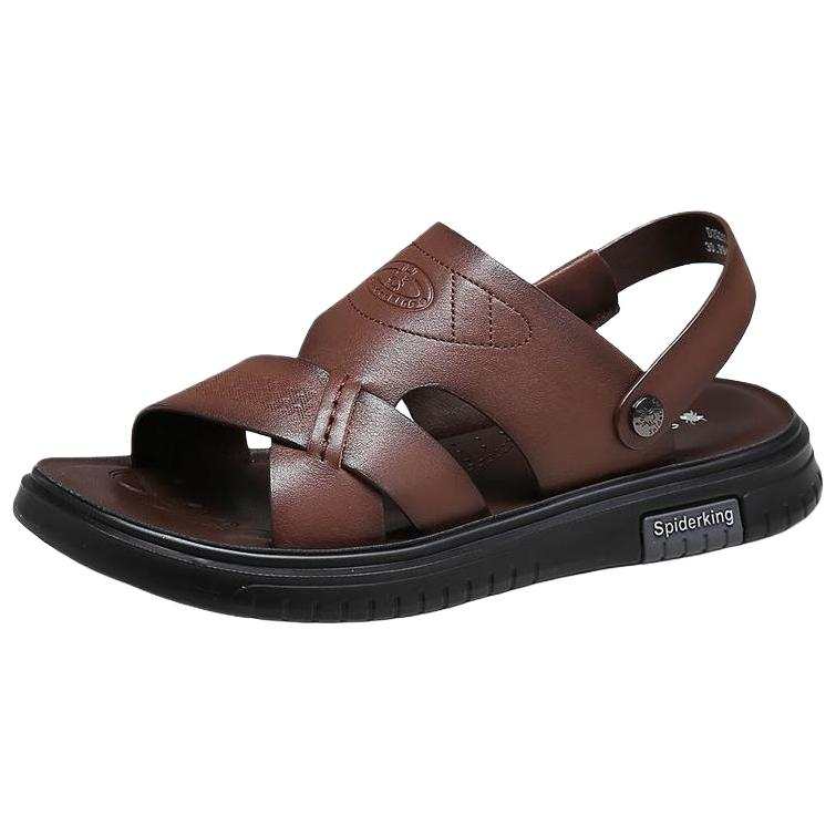 Spider King Top Grain Cow Leather Beach Sandals Men's Brown
