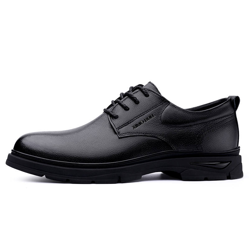 XIMO BULL Casual Leather Shoes Men's Low Top Black